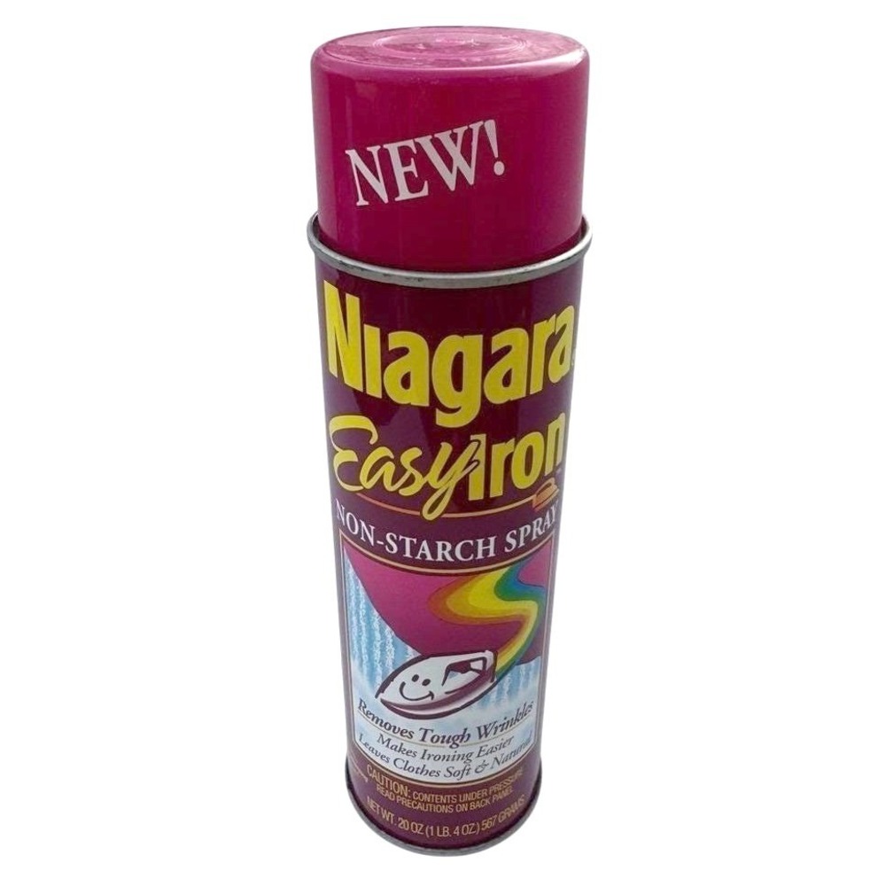 Niagara Easy Iron Non-Starch Spray - Dark Pink Can 1998 VTG Full Wrinkle Remover